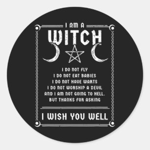 Sticker Rond Je Suis Une Sorcière Wicca Halloween Costume Pagan