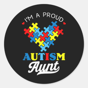 Sticker Rond Je suis une tante fière de l'autisme, cœur de la s