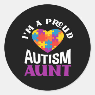 Sticker Rond Je suis une tante fière de l'autisme Puzzle Cœur S