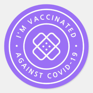 Sticker Rond Je suis vacciné   Purple Covid 19 Band-Aid