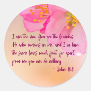 Sticker Rond Je Suis Vine Christian Floral Inspirational