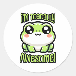 Sticker Rond Je suis vraiment génial ! Cute tourte de grenouill