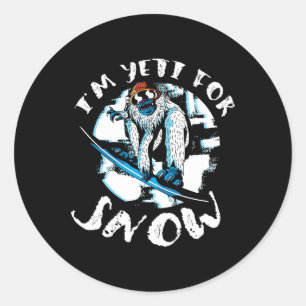 Sticker Rond Je suis Yeti pour Snow Bigfoot Sasquatch Snowboard