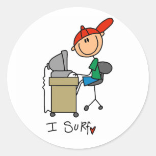 Sticker Rond Je surfe sur des T-shirts et des cadeaux