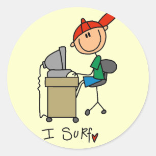 Sticker Rond Je surfe sur des T-shirts et des cadeaux