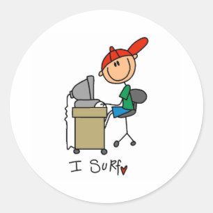 Sticker Rond Je surfe sur le Web