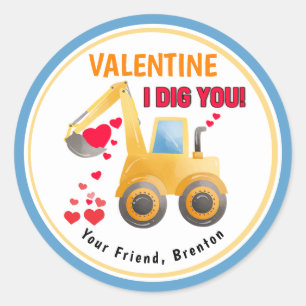 Sticker Rond Je T'Ai Creusé Digger Classroom Valentines Day