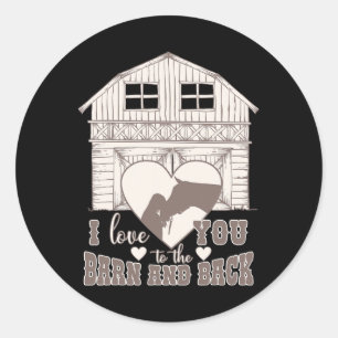 Sticker Rond Je T'Aime À La Grange Et À L'Arrière Amoureux Chev