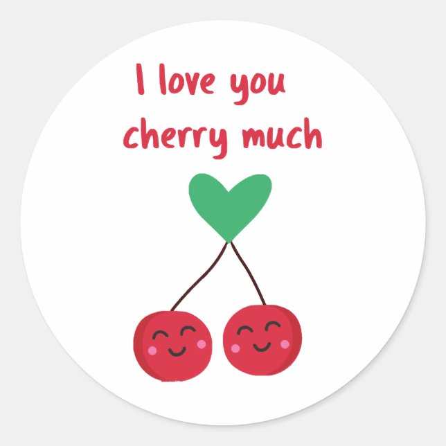 Sticker Rond Je t'aime beaucoup Cherry Valentine (Devant)
