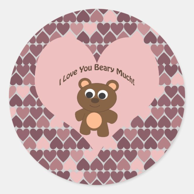 Sticker Rond Je t'aime beaucoup, fais attention ! Arrière - pla (Devant)