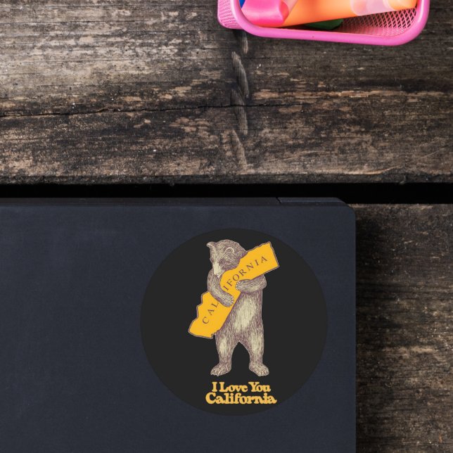Sticker Rond Je T'Aime Californie (Créateur téléchargé)