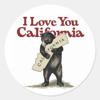 Sticker Rond Je T'Aime Californie