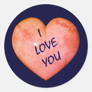 Sticker Rond Je t'aime coeur rose