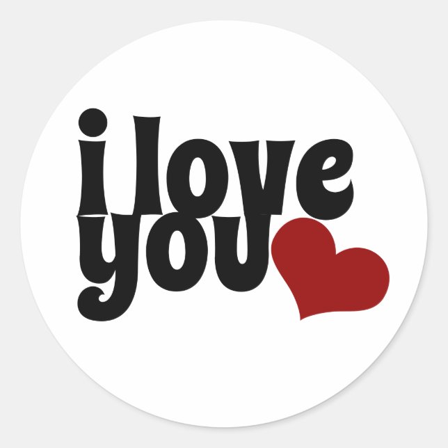 Sticker Rond je t'aime coeur rouge valentine audacieuse typogra (Devant)