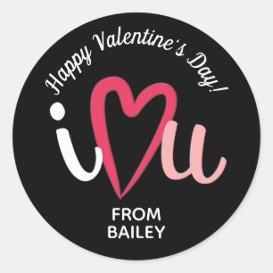 Sticker Rond Je t'aime Coeur Saint Valentin