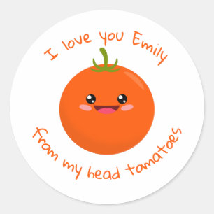 Sticker Rond Je T'Aime De Ma Tête Tomates Drôle Pun