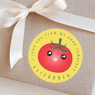 Sticker Rond Je T'Aime De Ma Tête Tomates Drôle Pun De Nourritu