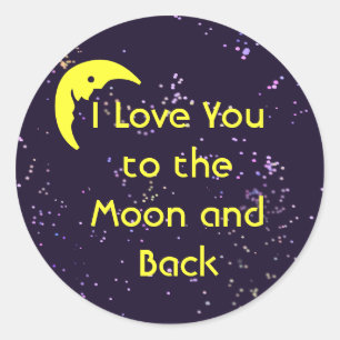 Sticker Rond Je t'aime jusqu'à la lune et retour