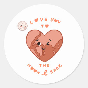 Sticker Rond Je t'aime jusqu'à la lune et retour