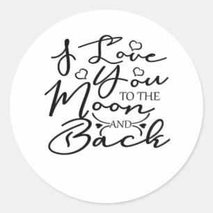 Sticker Rond Je t'aime jusqu'à la lune et retour Cœur minimalis
