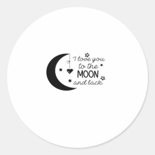 Sticker Rond Je t'aime jusqu'à la lune et retour Romantique sin