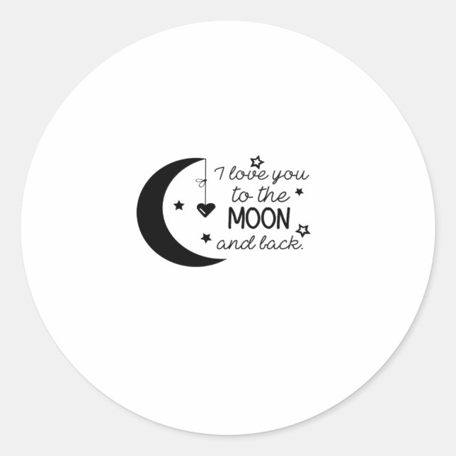 Sticker Rond Je t'aime jusqu'à la lune et retour Romantique sin (Devant)