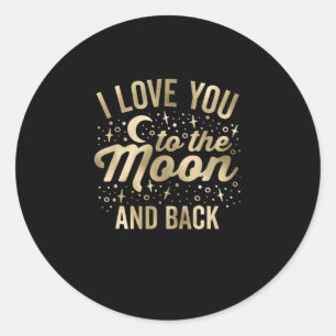 Sticker Rond Je t'aime jusqu'à la lune et retour Vintage Stars