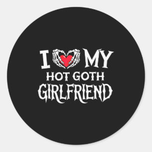 Sticker Rond Je T'aime Ma Chère Gf Gothique Squelette Main Cœur