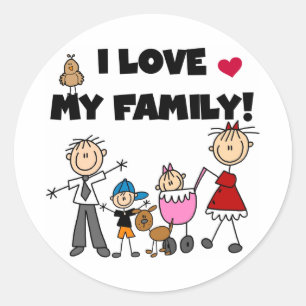Sticker Rond Je T'aime Ma Famille Tshirts et Cadeaux