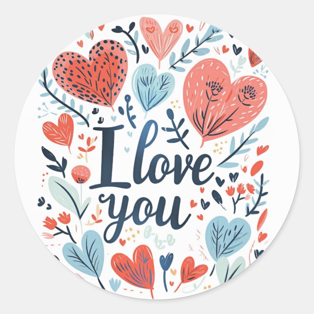Sticker Rond Je t'aime message coloré (Devant)