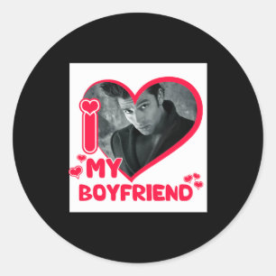 Sticker Rond Je T'aime Mon Petit Ami Photo Personnalisée Cœur A