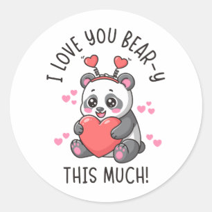 Sticker Rond Je t'aime Ourson autant que ça - Panda de la Saint