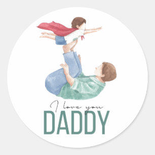 Sticker Rond Je t'aime Papa Super-héros Père et enfant Rond 
