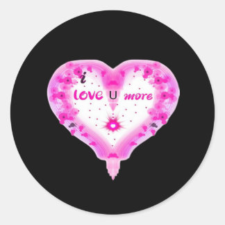 Sticker Rond Je t'aime plus cœur rose romantique