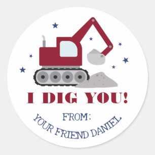 Sticker Rond Je T'aime pour la Saint-Valentin