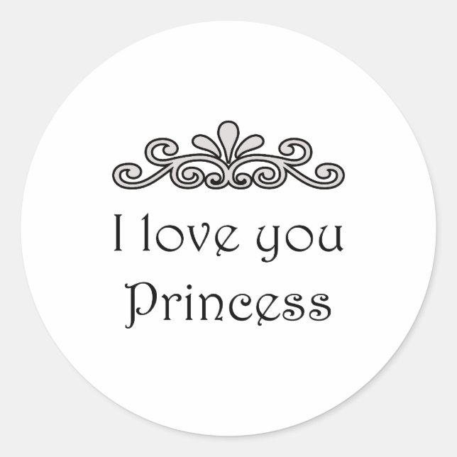 Sticker Rond Je T'Aime Princesse (Devant)