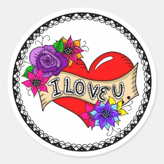 Sticker Rond Je T'Aime | Street Art Graffiti Urban Heart (Devant)