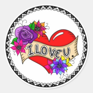 Sticker Rond Je T'Aime Street Art Graffiti Urban Heart