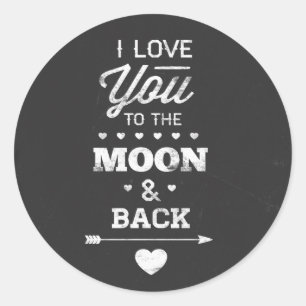 Sticker Rond Je T'Aime Sur La Lune Et De Retour