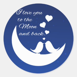 Sticker Rond Je t'aime sur la Lune et de retour