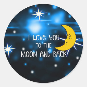 Sticker Rond Je t'aime sur la Lune et de retour