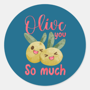 Sticker Rond Je t'aime tant olive Pun alimentaire drôle Bébé