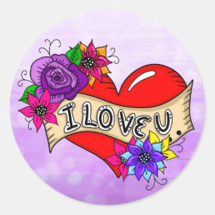 Sticker Rond Je T'Aime   Tattoo Heart Art