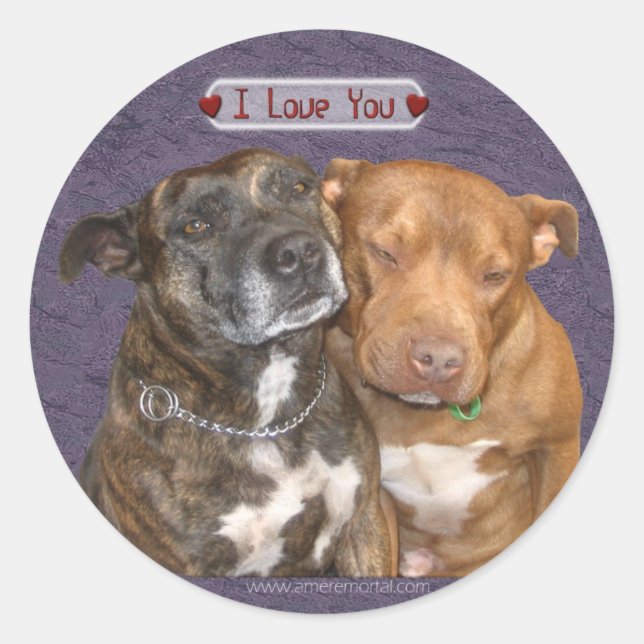 Sticker Rond Je T'Aime Te Défoncer Les Staffys (Devant)
