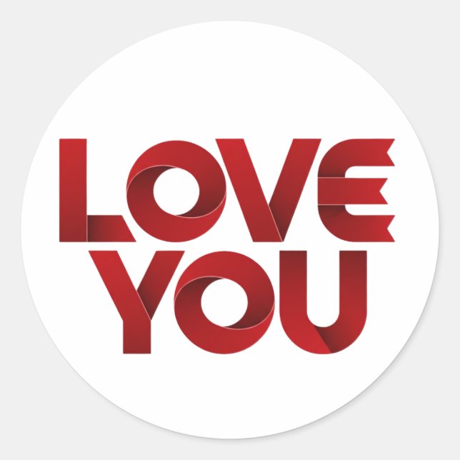 Sticker Rond Je t'aime – Typographie romantique audacieuse (Devant)
