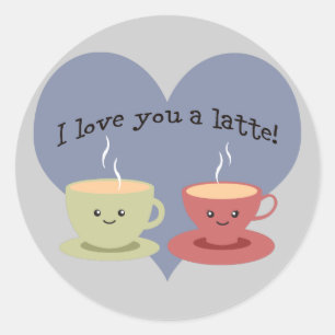 Sticker Rond Je t'aime un latte !