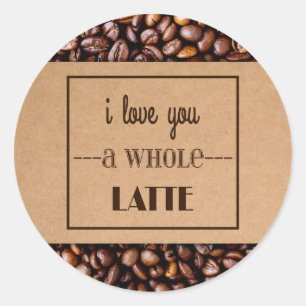 Sticker Rond "Je t'aime un latte entier" Housse de café & haric