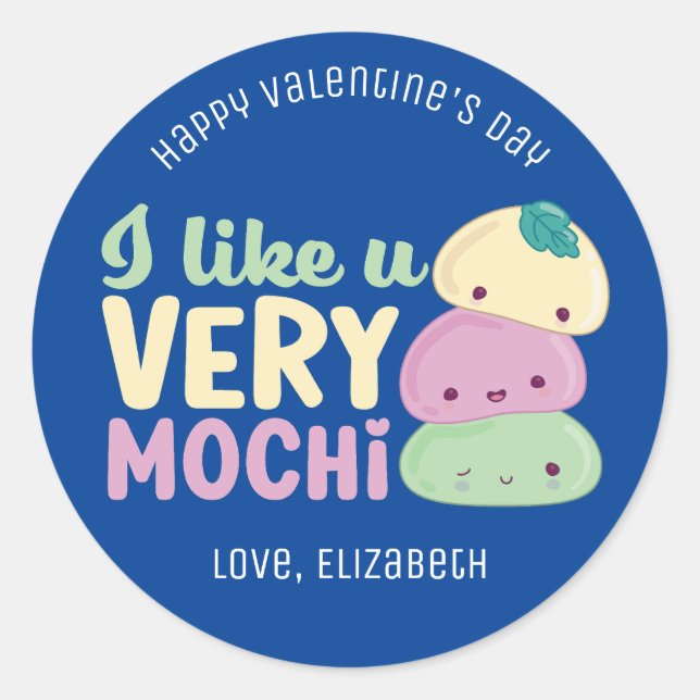 Sticker Rond Je t'aime Very Mochi Funny Mignonne Saint Valentin (Devant)