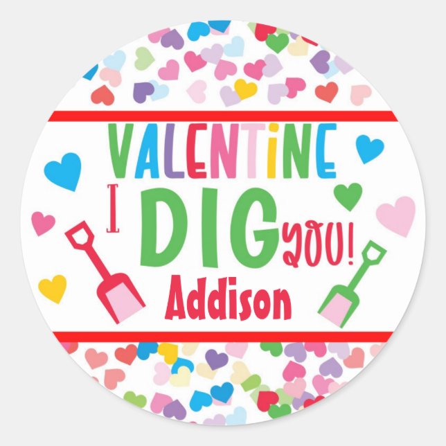 Sticker Rond Je Te Creg Shovel Valentine School Cadeau Classiqu (Devant)