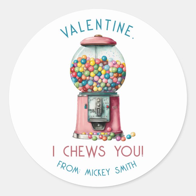 Sticker Rond Je Te Crois, Valentine ! Machine à gumball Valenti (Devant)